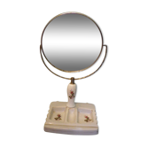 Miroir psyché à poser, porcelaine et métal argenté années 60