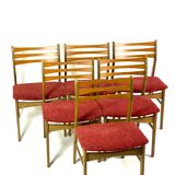 Six chaises de salle à manger en bois poli foncé, design danois, années 1960