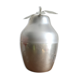 LARGE PEAR OR QUINCE IN BRUSHED ALUMINUM ICE BUCKET MADE IN ITALY AROUND 1970