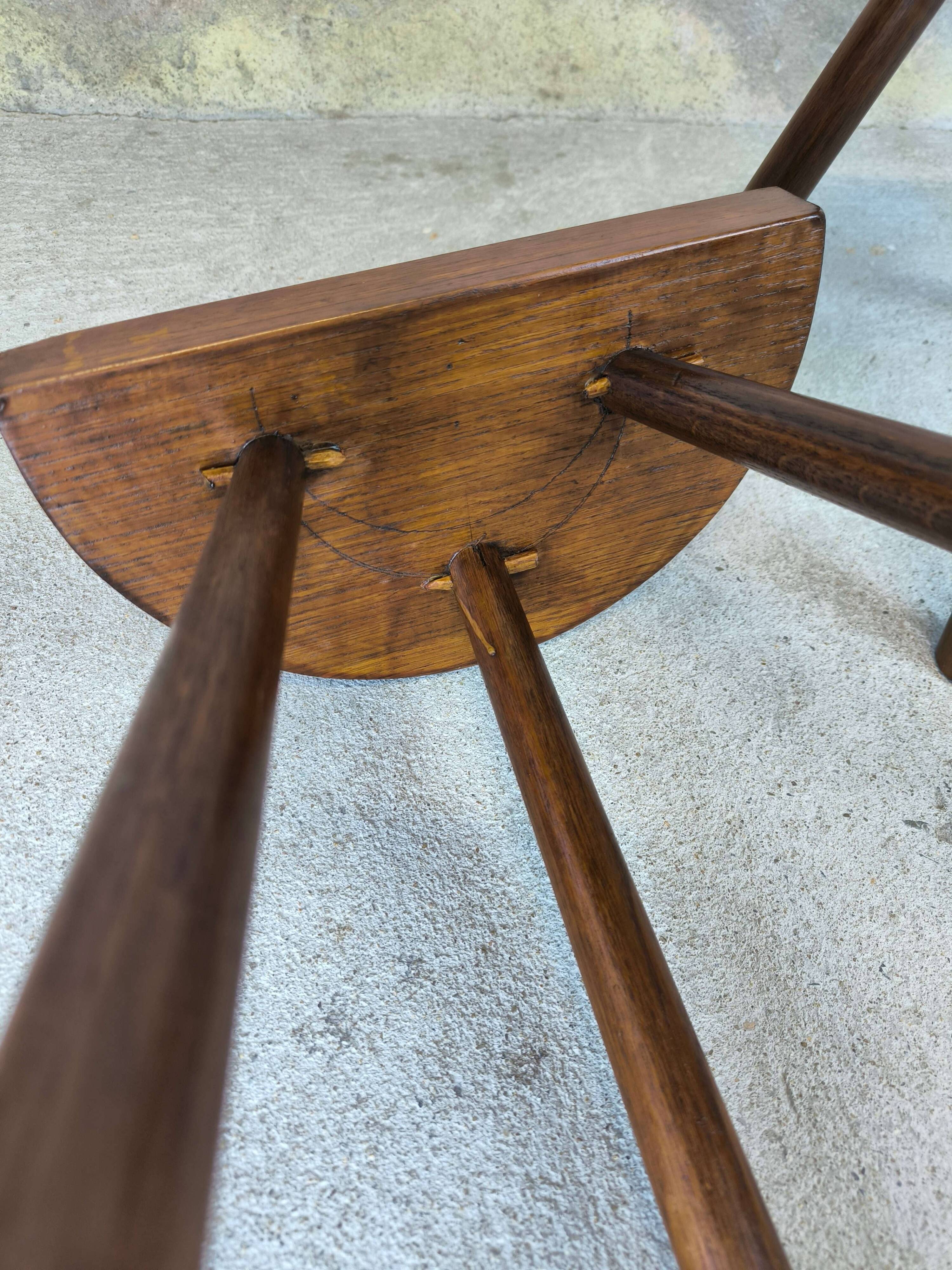 Pair of vintage tripod stools in solid wood