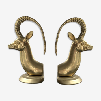 Brass antelope bookends