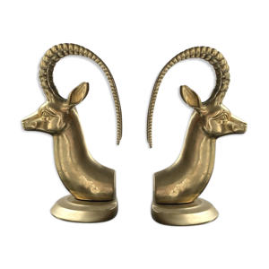 Serres-livres antilope en laiton