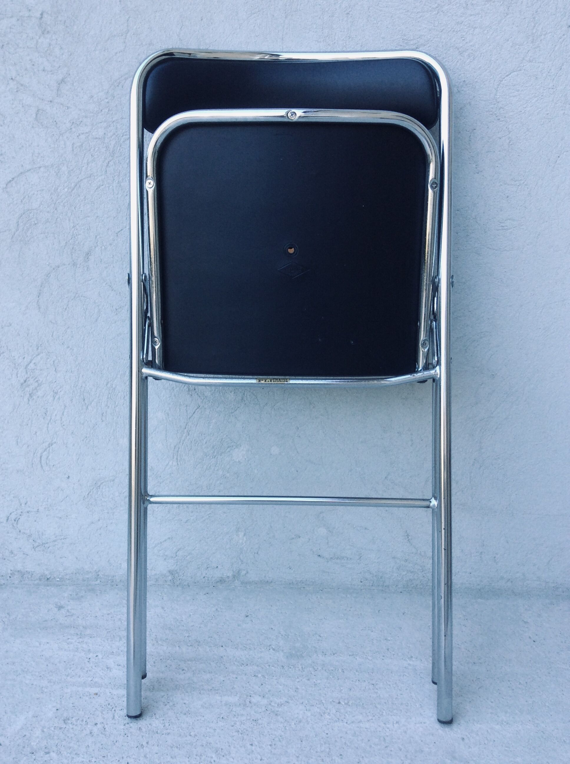 Chaise pliante chrome et skaï, vintage 70