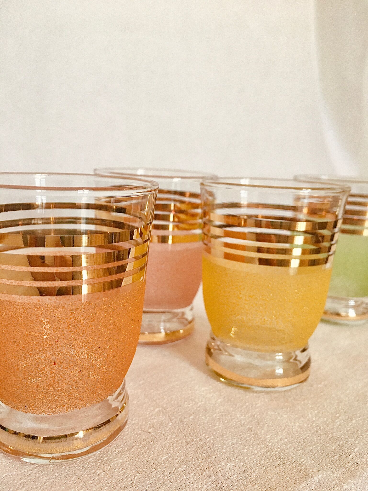 4 colored granite glasses