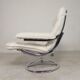 Fauteuil Leolux, fauteuil pivotant avec revêtement en cuir blanc, années 1960