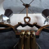 Art deco crystal bronze wall light with its Jules Leleu lampshade, rare model