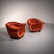 Chaises longues italiennes des années 1950 en velours cuivré orange.