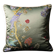 Handmade Satin Chinoiserie Bird Cushion, Cream Piped Botanical Pillow