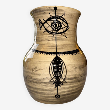 Jean Varoqueaux enameled ceramic vase for Périgord pottery.