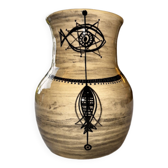 Jean Varoqueaux enameled ceramic vase for Périgord pottery.
