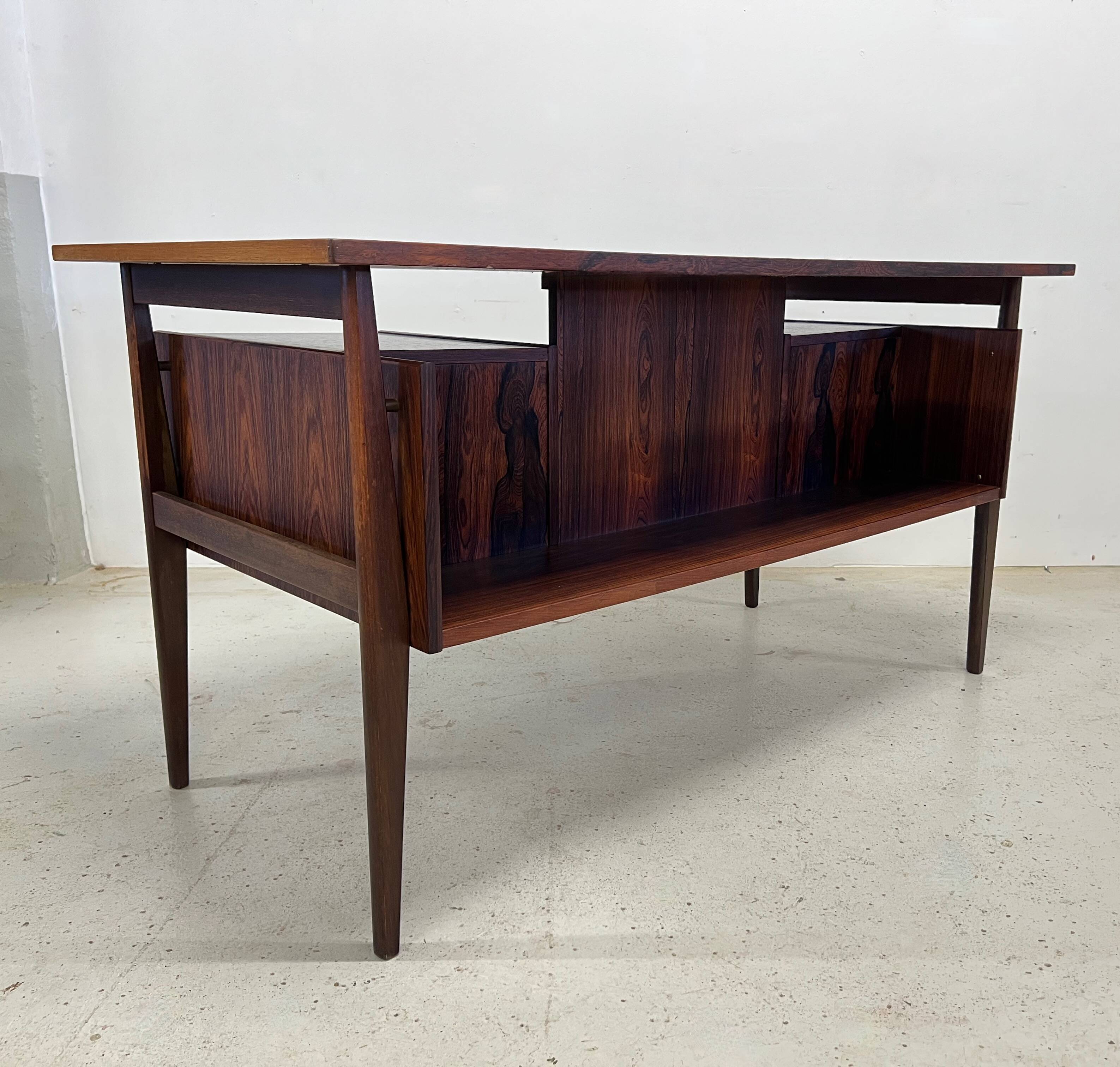 Rosewood 'Floating' Desk By Gunnar Nielsen For Tibergaard, 1960s.