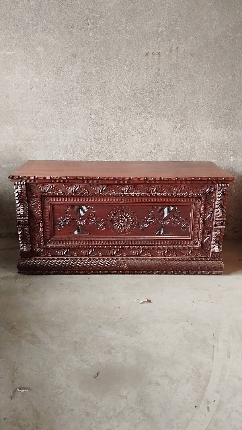 Carved wooden chest