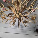 Wrought iron chandelier in Florentine style from the 1970s.