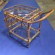 Service trolley, bar, bamboo, rattan, 1950s