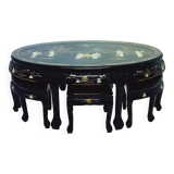 Chinese Coffee Table with 6 Matching Stools