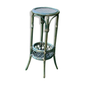 Guéridon harness carries plant in rattan and green bamboo vintage 1970