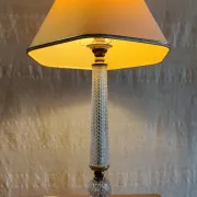 Neo-classical table lamp base in glass and gilded brass - mid 20th century