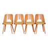 Set of mid-century brown and yellow beech chairs Oswald Haerdtl 1950s czechia
