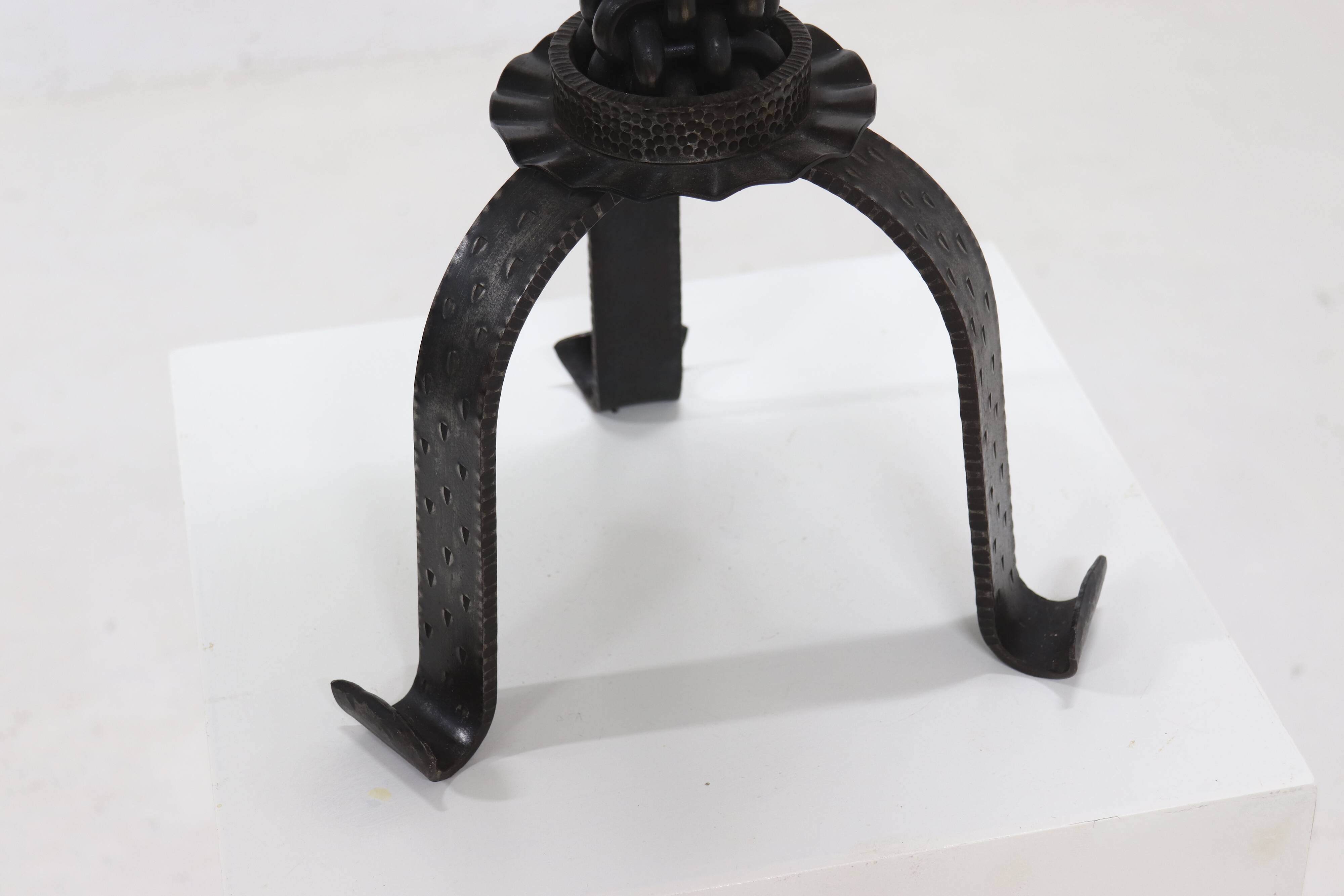 Brutalist Sculptural Wrought Iron Candle Holder 1960s