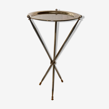 Tripod silver metal side table from the 50s