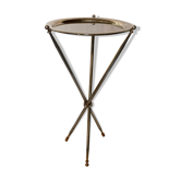 Table sellette tripode en métal argenté des années 50