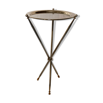 Tripod silver metal side table from the 50s