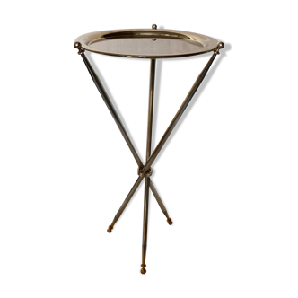 Table sellette tripode en métal argenté des années 50