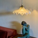 Suspension Holophane vintage diamond glass