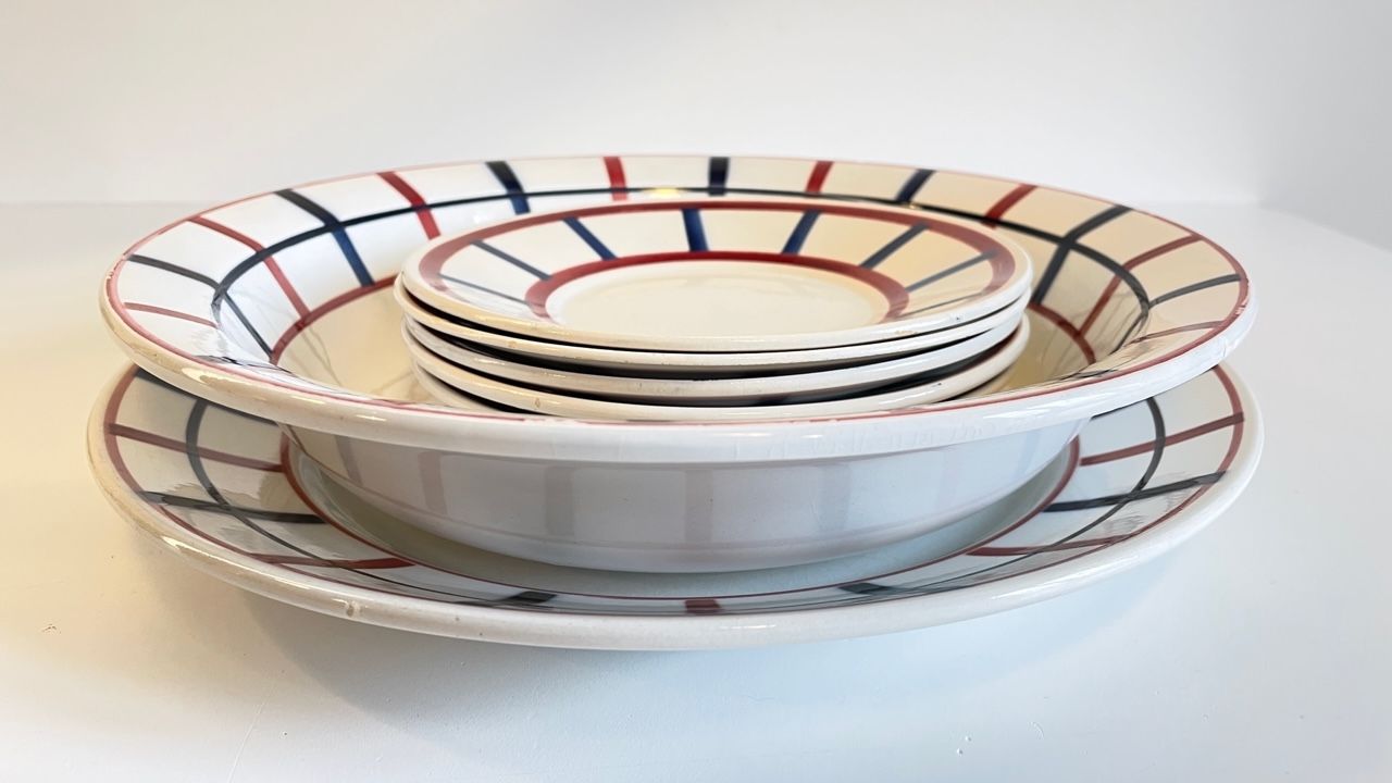 Set of 7 ceramic dishes hbcm béarn france