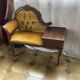Baroque bench with gossip tablet, vintage mustard velvet, in good condition.