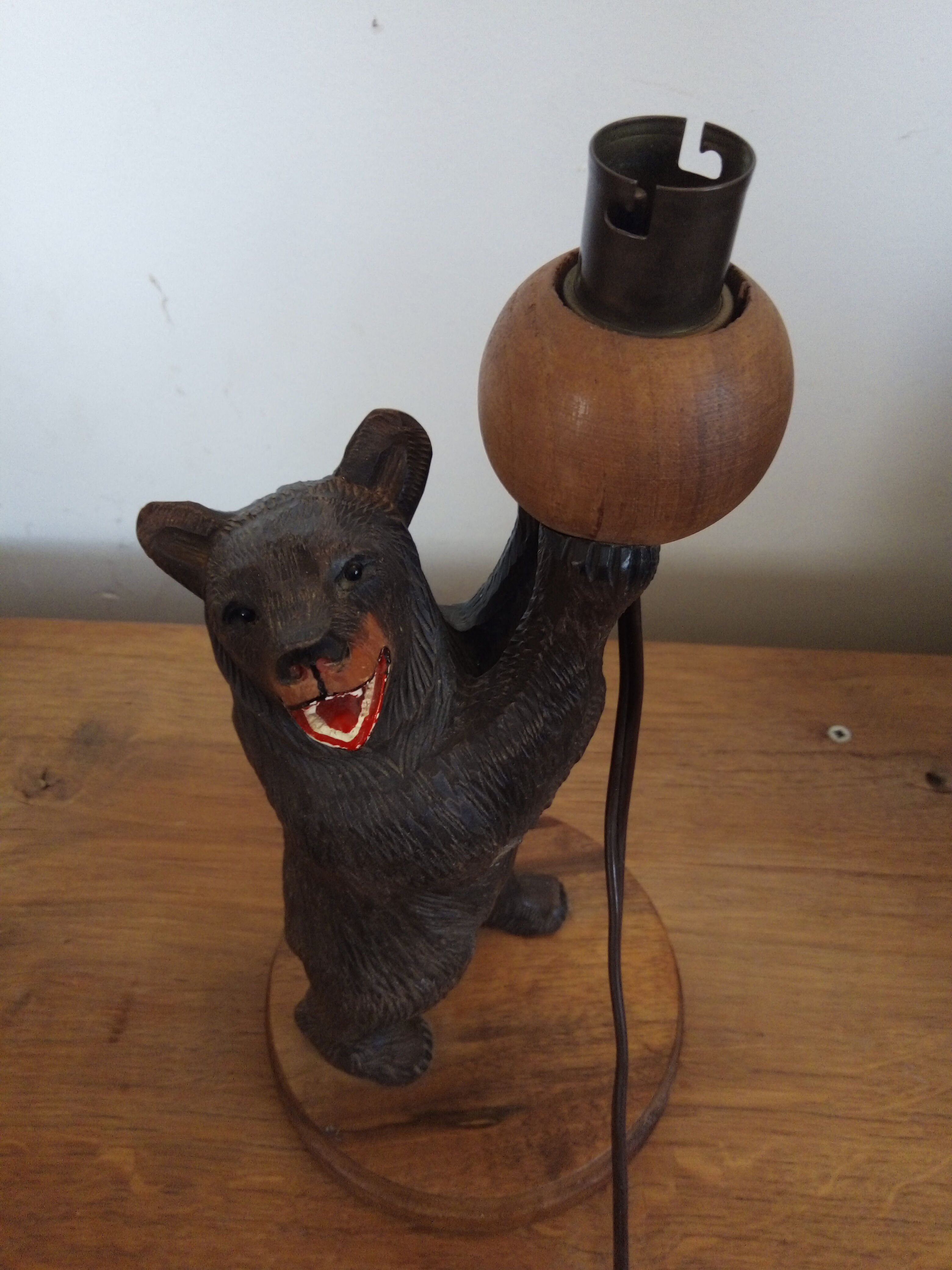 Wooden bear lamp, black forest