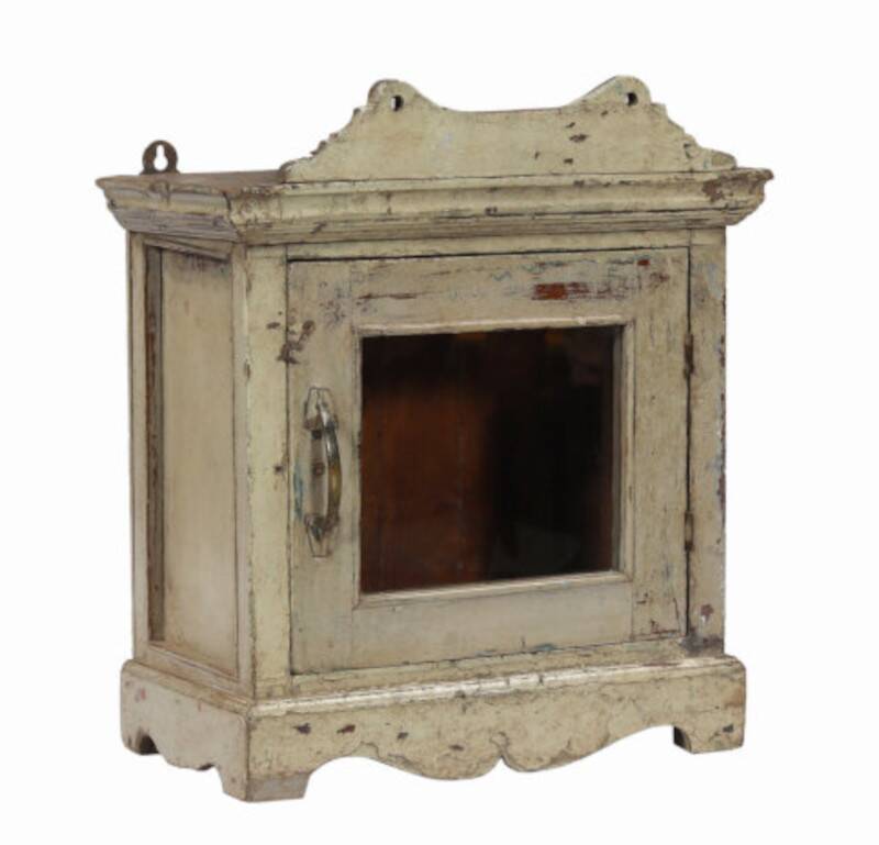 Vitrine murale ou a poser vieux teck ancienne patine d'origine inde