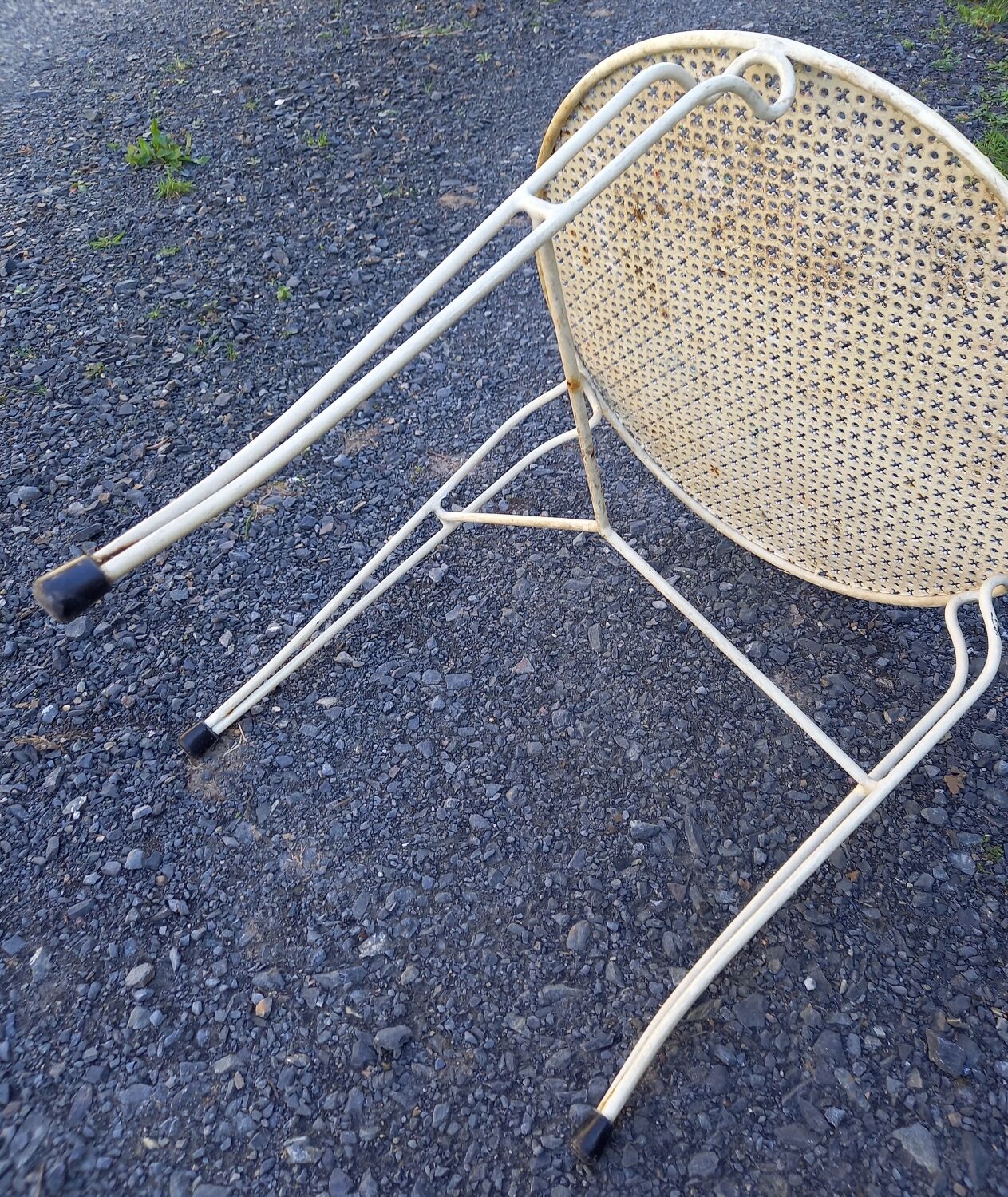 Vintage perforated metal coffee table