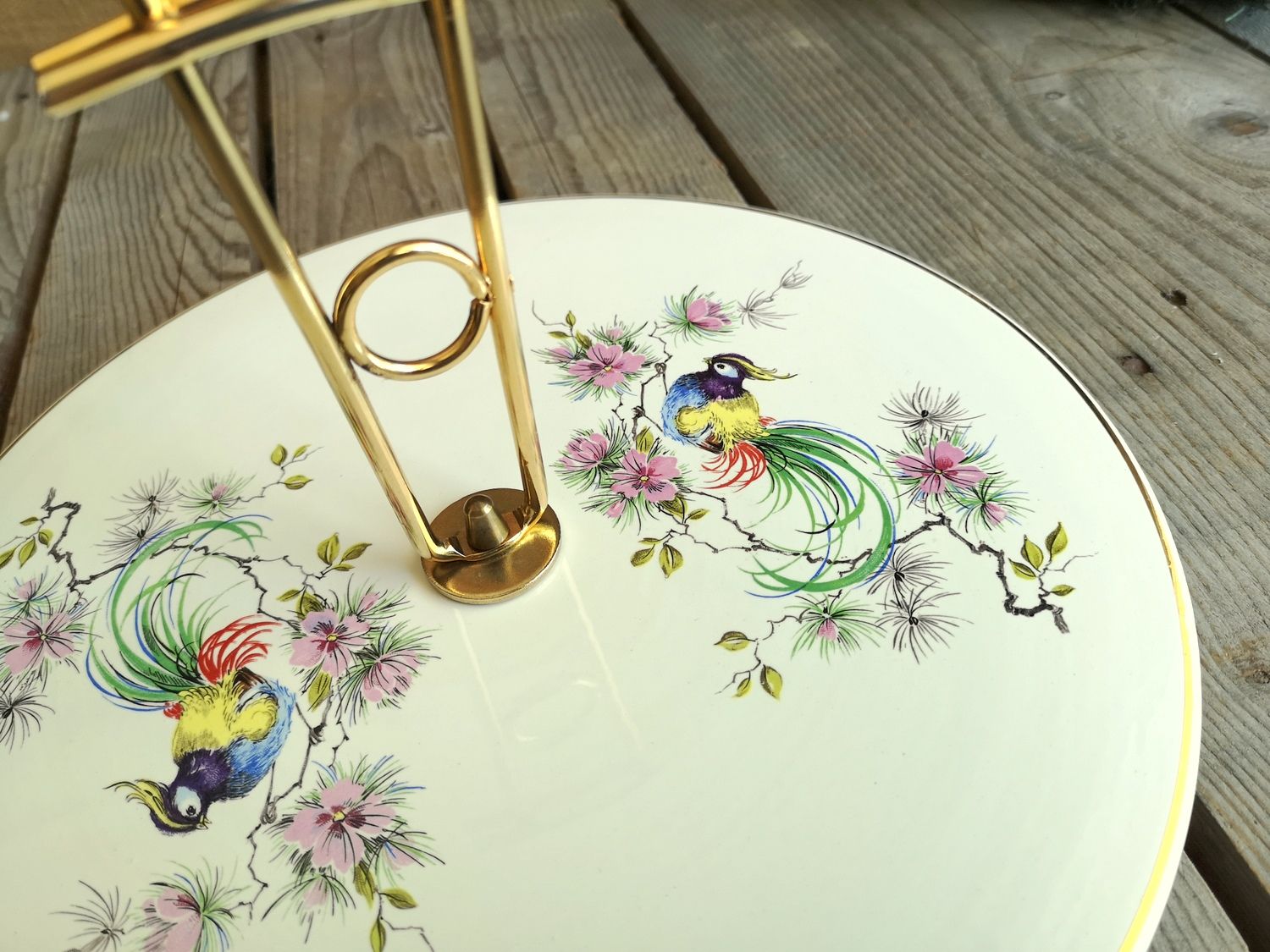 Vintage Cheese Platter in Ceramics Salins Decor Birds of Paradise