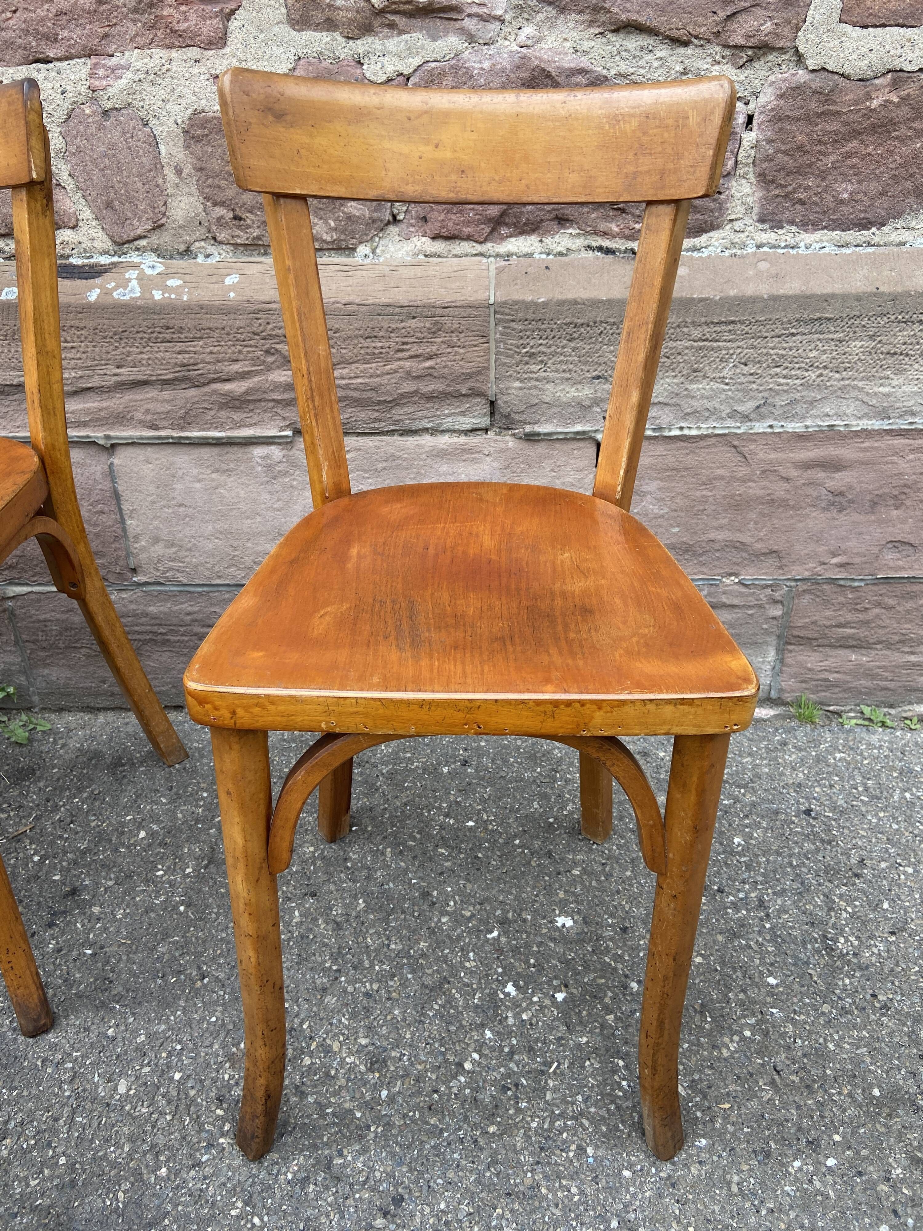 Set of 6 chairs bistrot café baumann bentwood from the 1950s