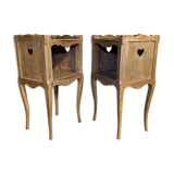 Pair of Louis XV style tables in solid oak, 1960