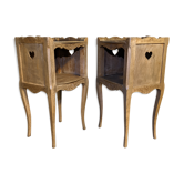 Pair of Louis XV style tables in solid oak, 1960