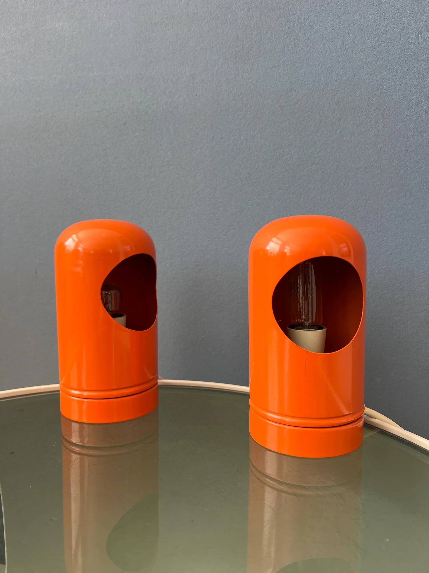 Set (2) of vintage orange table lamps