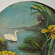 Set of 3 dishes 19th century terracotta painting 1895 boat lily lily swan