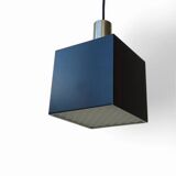 Vintage rectangular small Philips black metal hanging lamp / Dutch design cube / rare model mid-century modern 1970s with diffuser