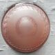 Antique ceiling light in frosted and engraved pink glass.