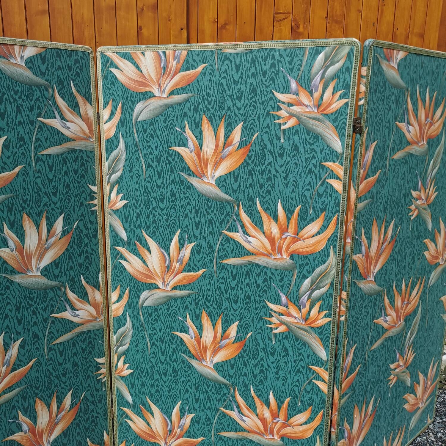 Large vintage fabric screen