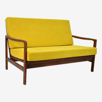 Scandinavian two-seater Sofa "Baczyk", fully restored, 1960s, yellow