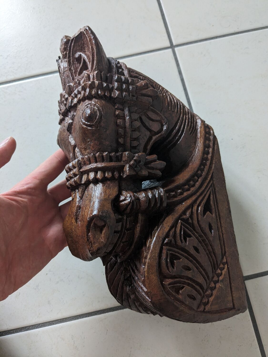 Wooden horse head