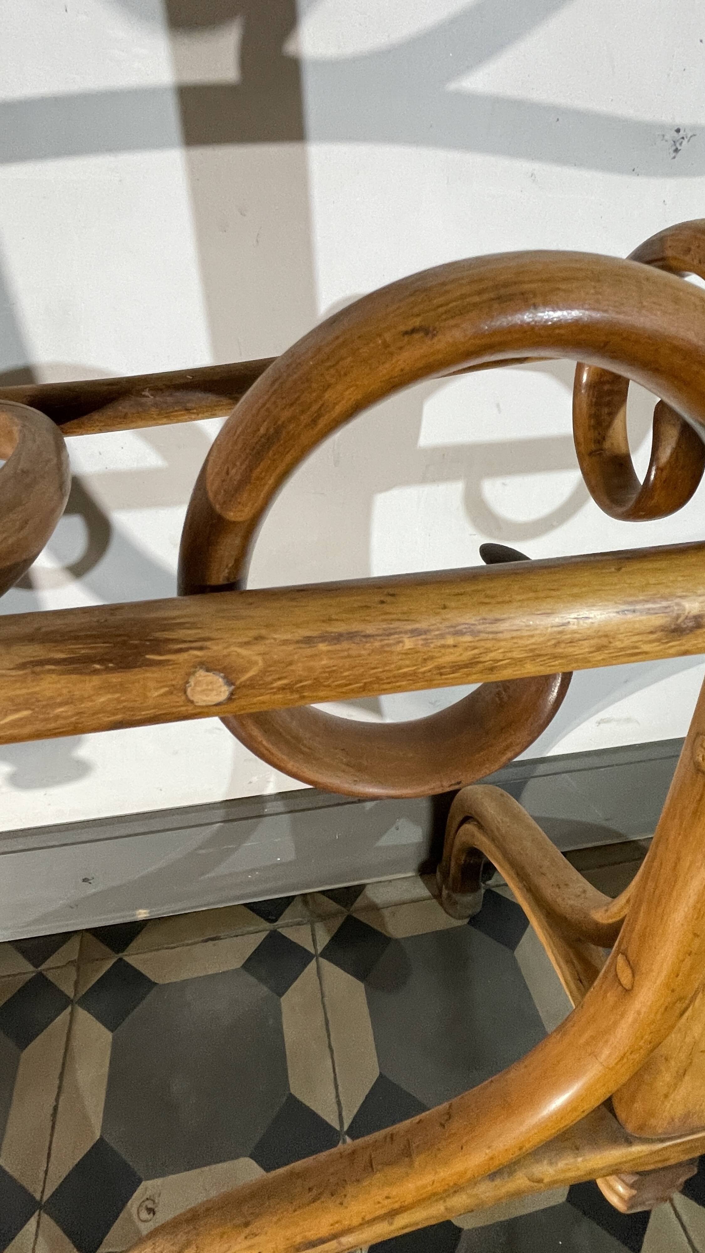 Double curved wood mirror coat rack by michael thonet gebrüder / freres, 1888