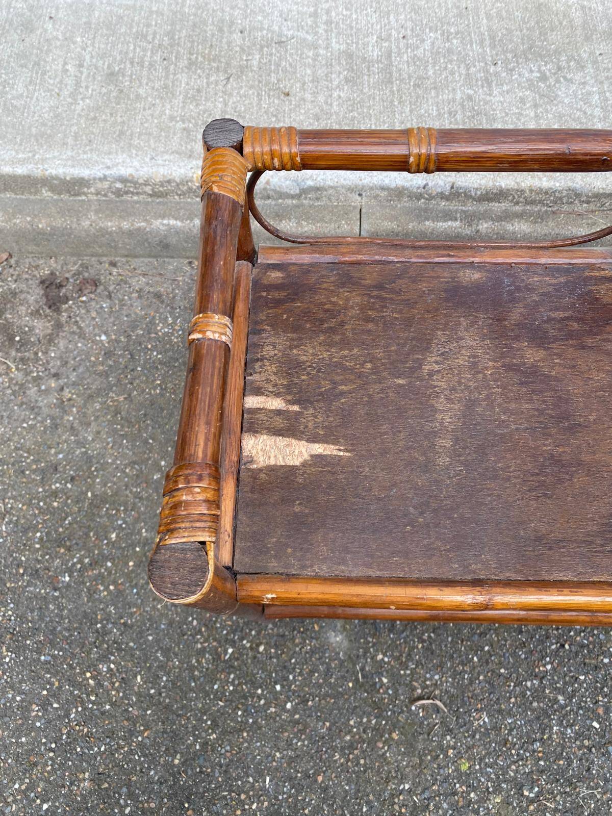Large vintage rattan and wicker shelf