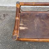 Large vintage rattan and wicker shelf