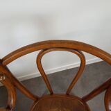 Pair of curved wooden bistro armchairs