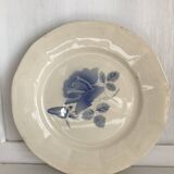Set of 11 Digoin flat plates, blue rose patterns
