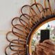 Ancien Miroir En Rotin